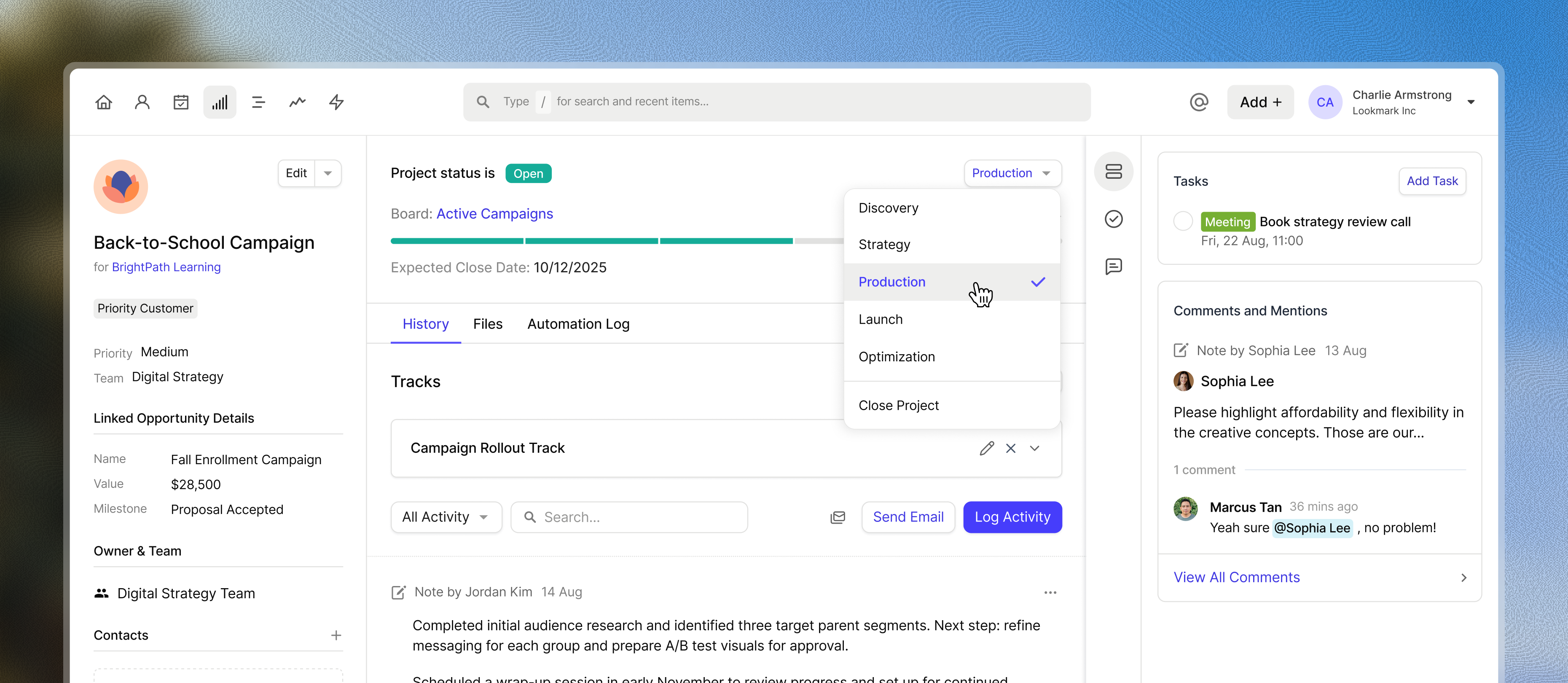 Back to school project in Capsule CRM