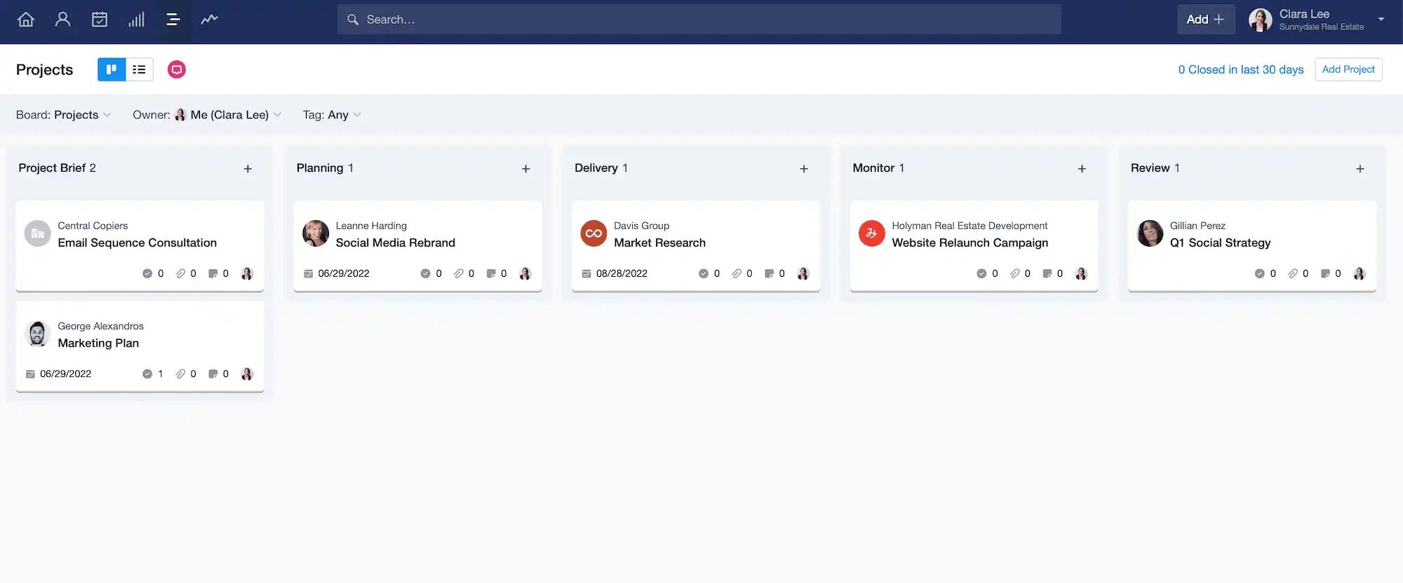 a screenshot of a dashboard with a bunch of cards on it .