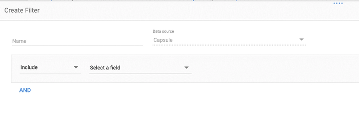 filter by 'include' and 'select a field'