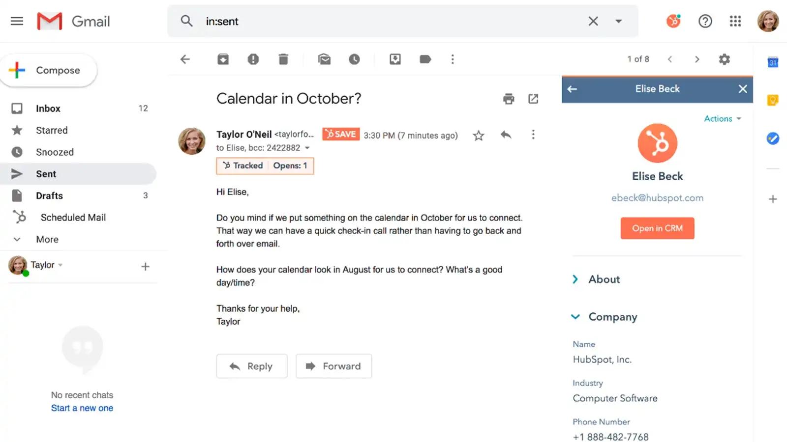 Gmail CRM integration Hubspot