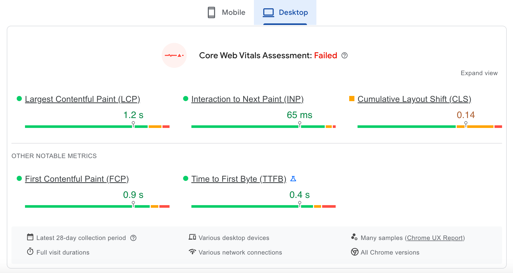 PageSpeed Insights dashboard.