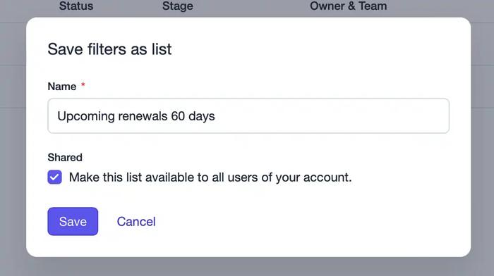 Saving filters as list.