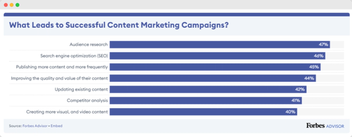a graph showing what leads to successful content marketing campaigns