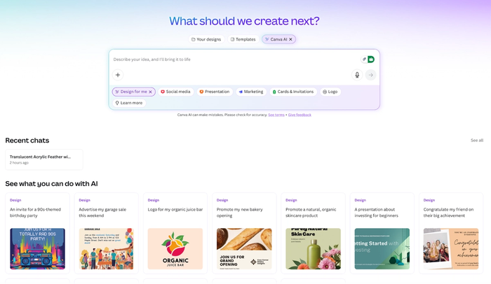 a screenshot of a website asking what should we create next