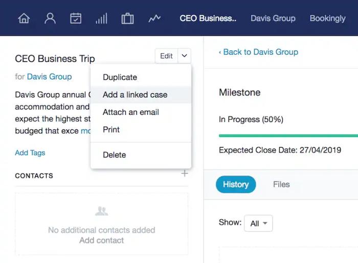 Dropdown menu - creating cases from opportunities.