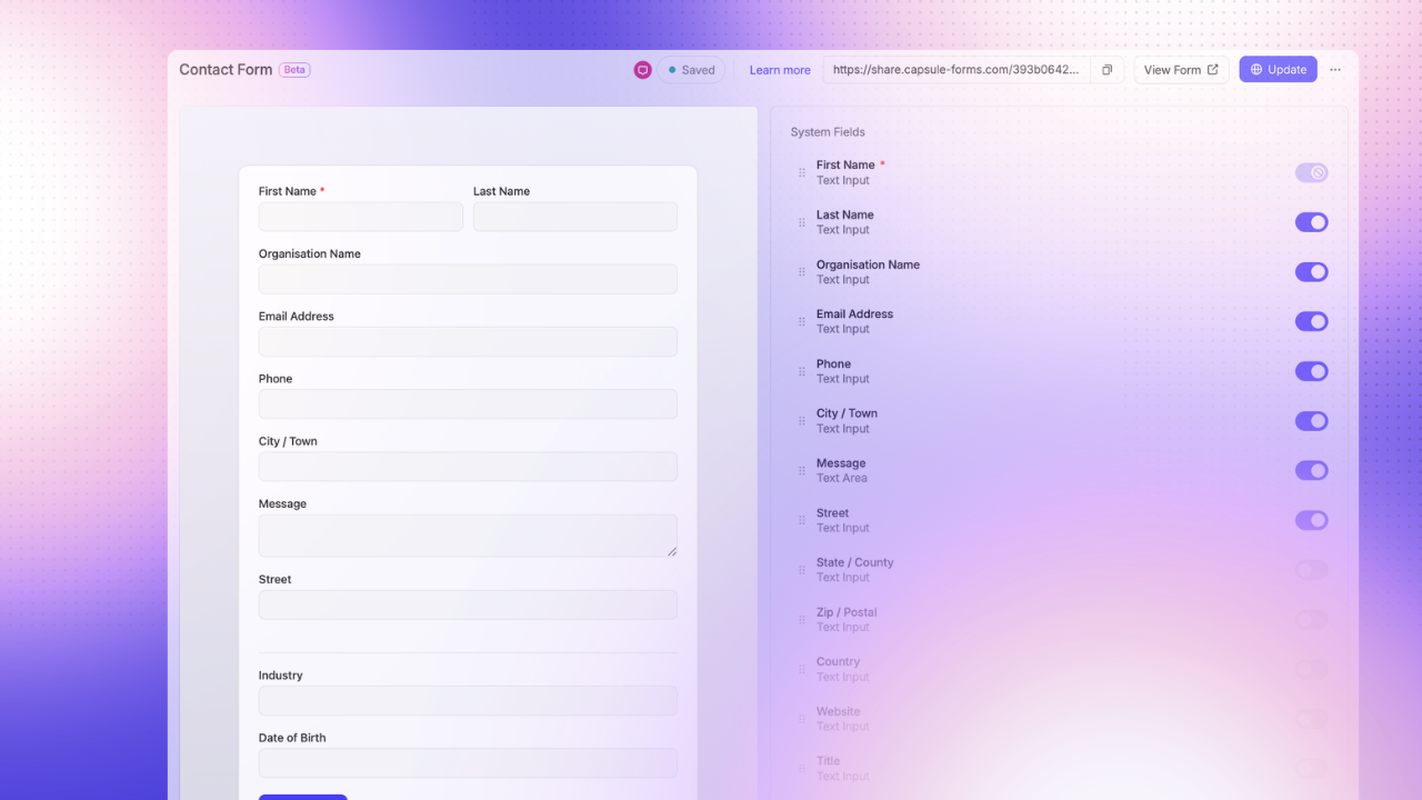 Capture new leads in Capsule CRM’s Contact Forms