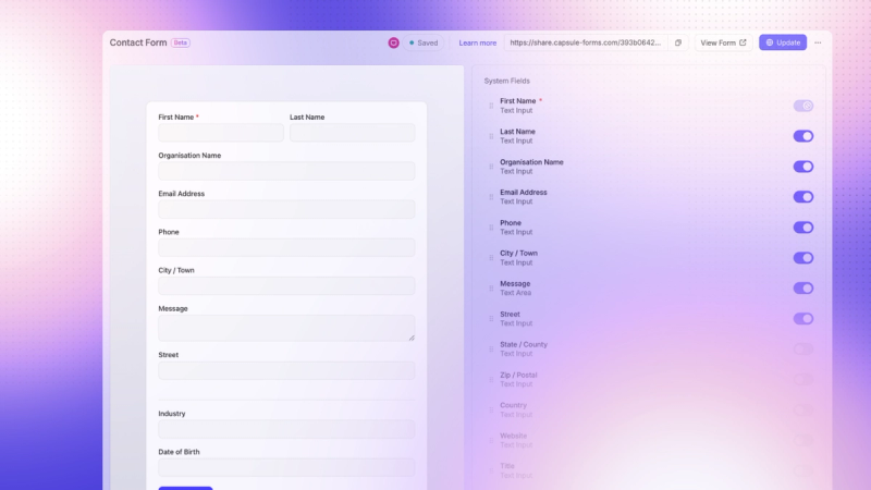Capture new leads in Capsule CRM’s Contact Forms