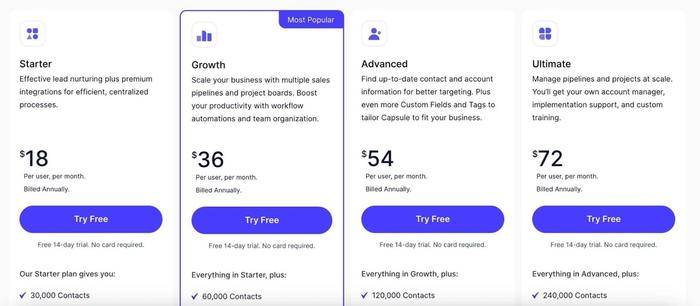 Capsule's pricing page.