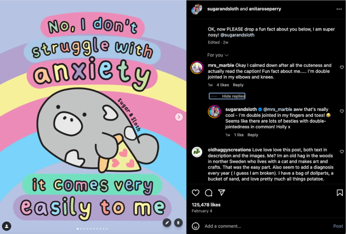 a cartoon of a manatee that says no i don t struggle with anxiety