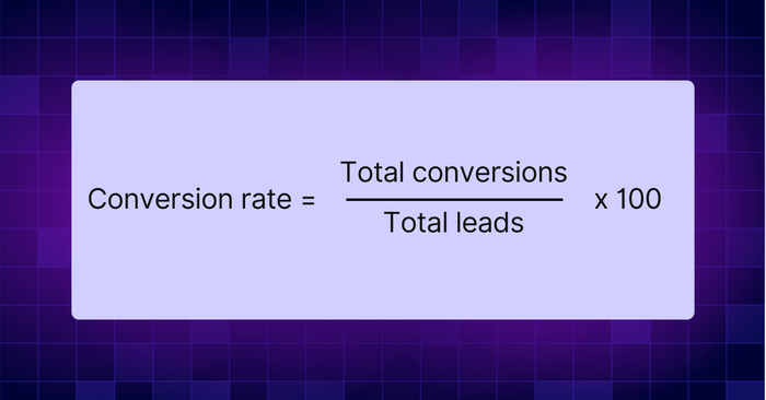 Calculate conversion rate by dividing your total conversions by your total leads, then multiply by 100