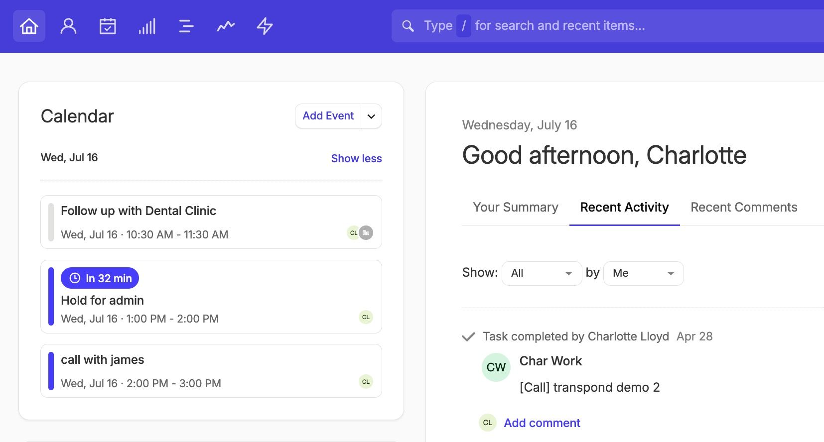 Visión general de la integración de Google Calendar en la página de inicio