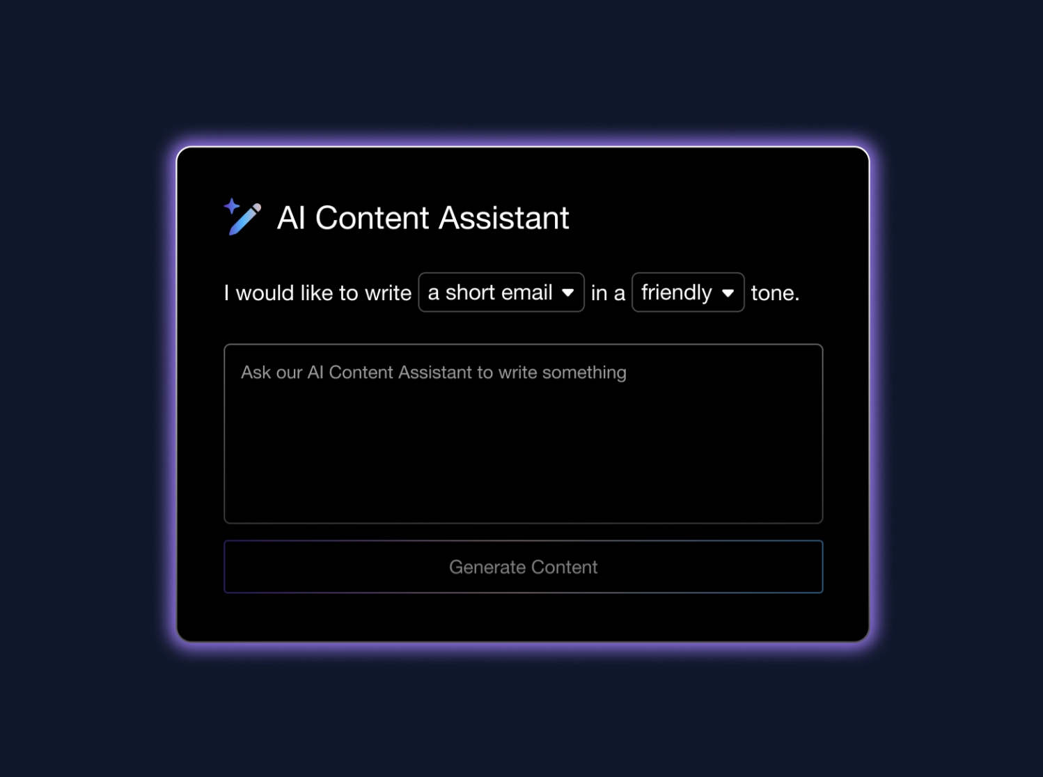 una pantalla que dice me gustaría escribir un correo electrónico breve en un tono amistoso