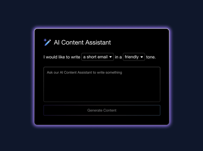 a screen that says i would like to write a short email in a friendly tone