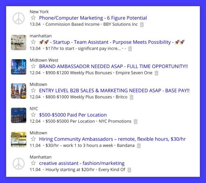 Craigslist's job boards.