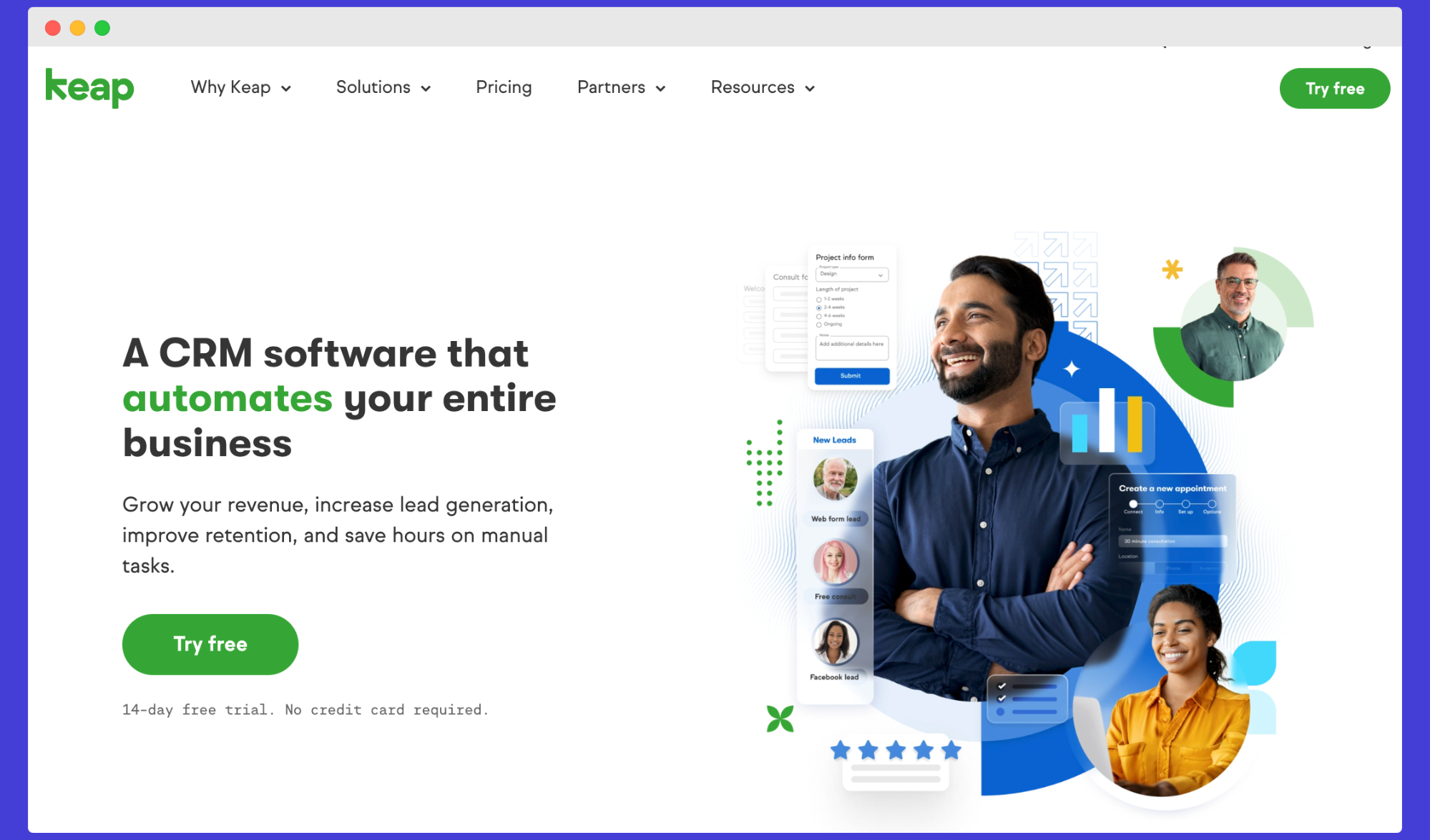 Keap CRM's website.