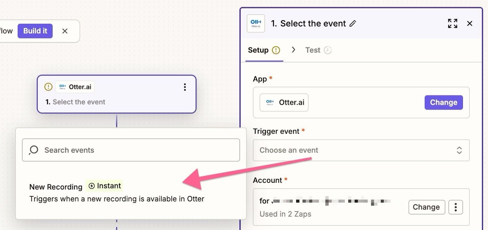 new recording trigger for otter.ai in zapier