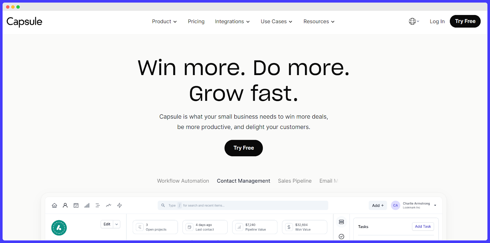 Capsule CRM website.
