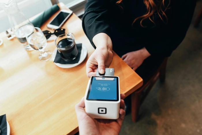 a customer making a card payment