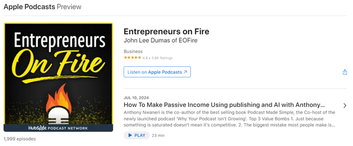 Entrepreneurs on fire podcast