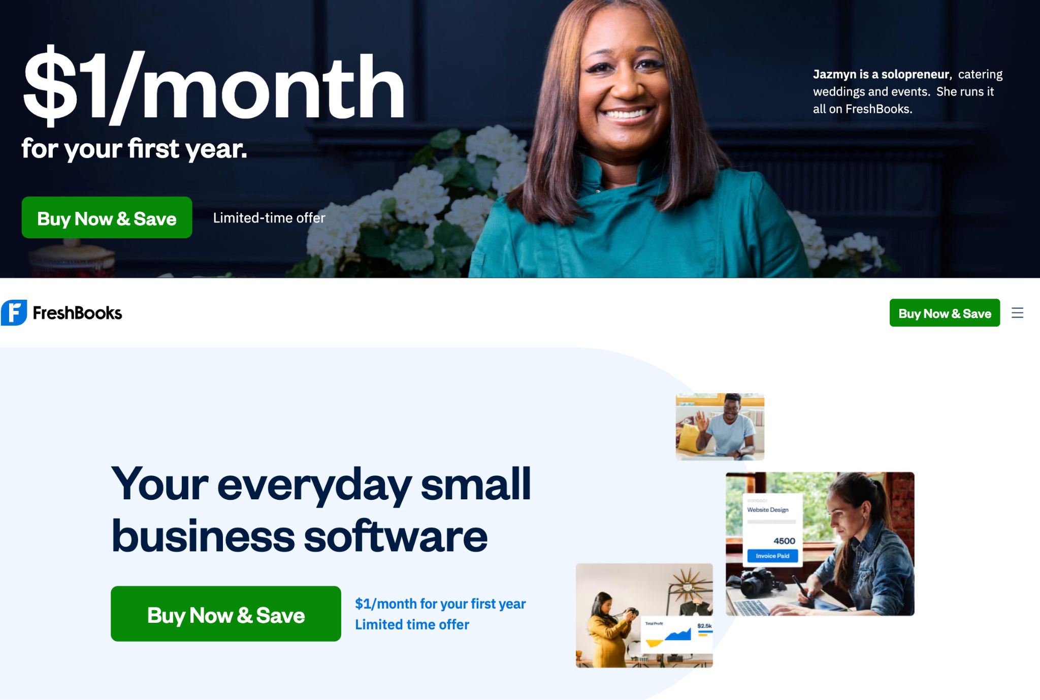 freshbooks homepage