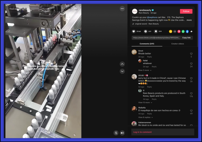 A Sephora advertisement on TikTok.