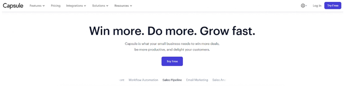 Capsule's website says win more do more grow fast
