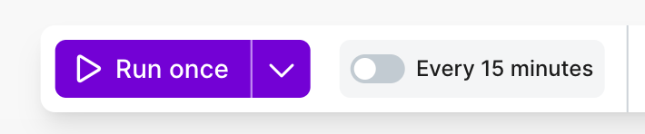 run once button highlighted in make editor