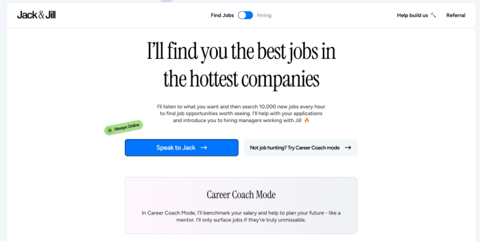 a screenshot of a website that says i 'll find you the best jobs in the hottest companies