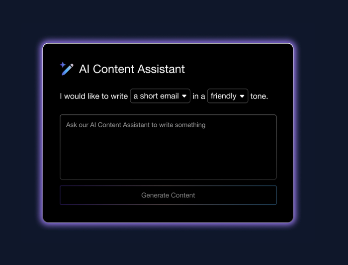 a screen that says i would like to write a short email in a friendly tone