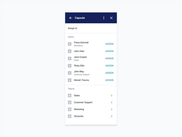 a screenshot of a capsule app showing a list of people .
