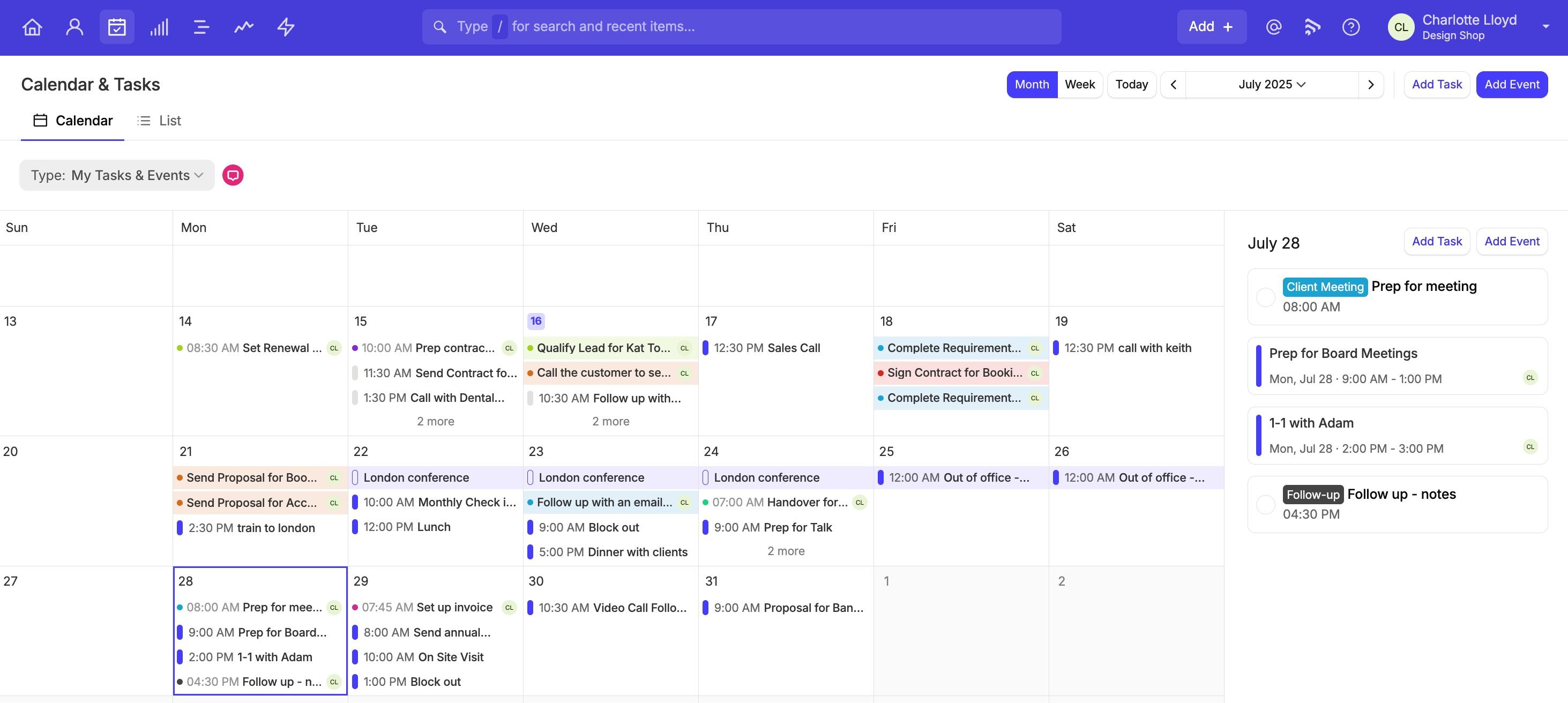 Ve tus eventos de Google en la vista de Calendario junto con las tareas