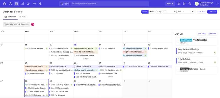 View your Google events in the Calendar view along with tasks