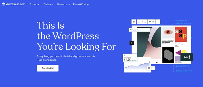 a screenshot of the wordpress.com website