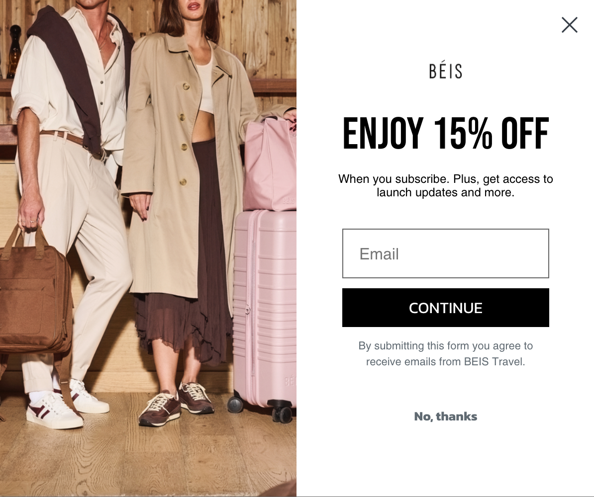 A discount: 'Get 10% off your first purchase when you sign up.'
