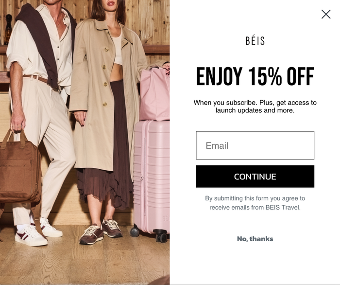 A discount: 'Get 10% off your first purchase when you sign up.'