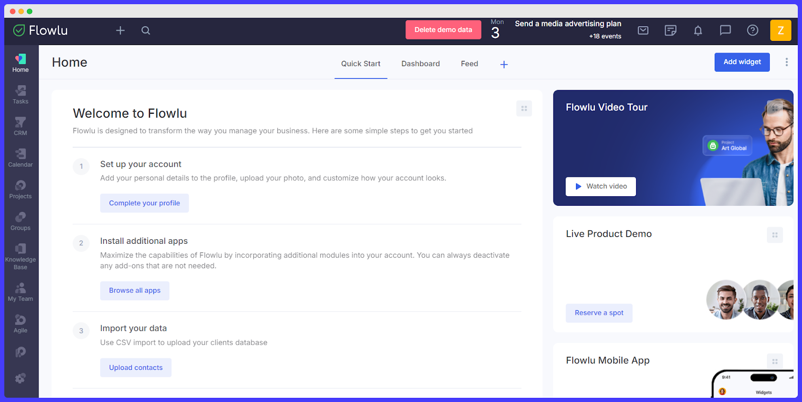 Flowlu CRM website.