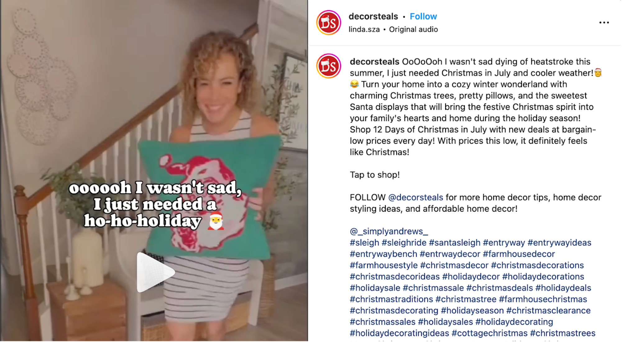 instagram user using seasonal hashtags