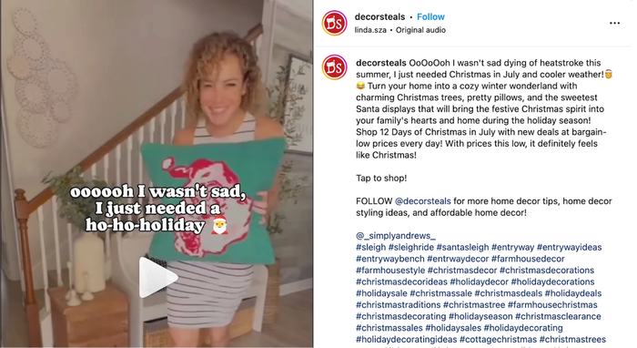 instagram user using seasonal hashtags