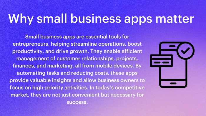 a purple background with the words why small business apps matter