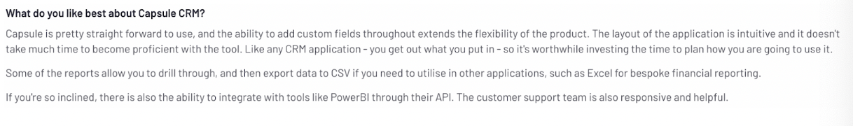 A positive review about Capsule 