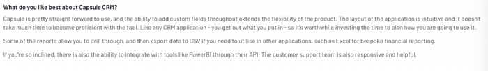 A positive review about Capsule