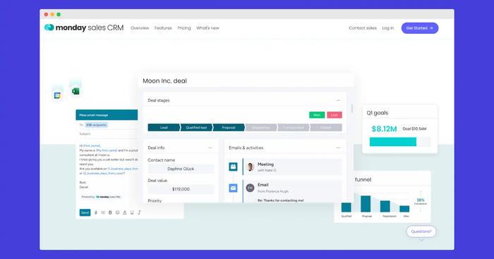 Monday sales CRM's homepage