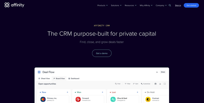 Affinity website layout