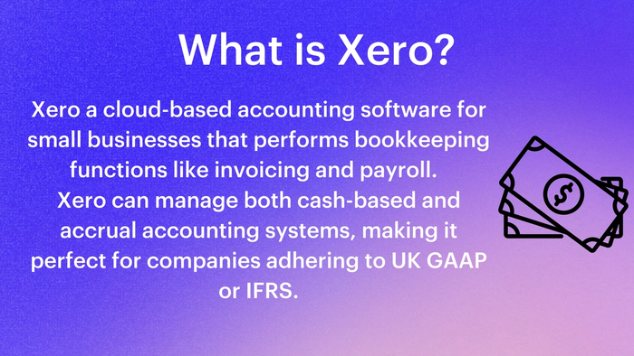 a purple background with text that says what is xero