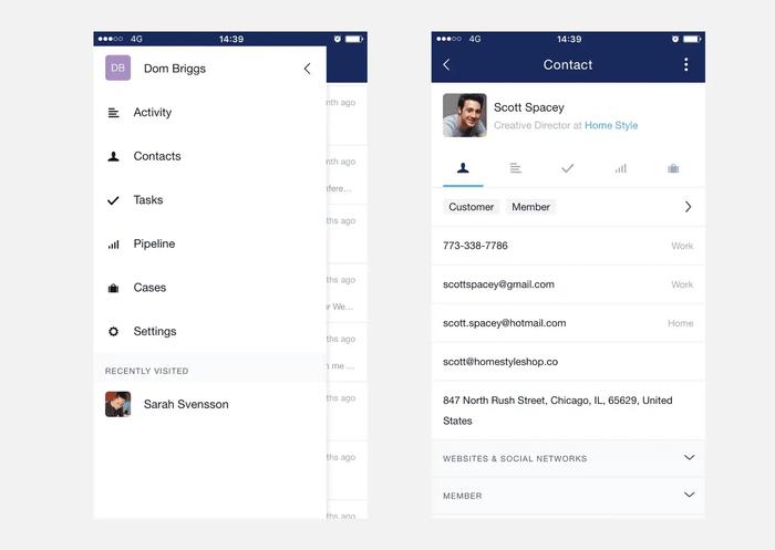 a screenshot of a contact page and a screenshot of a contact page on a phone .