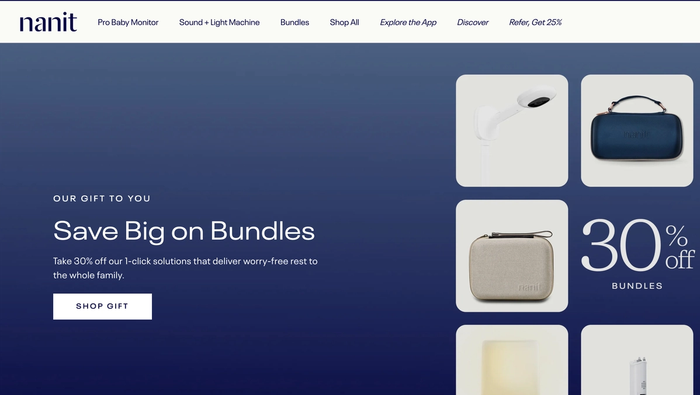 a screenshot of nanit 's website that says save big on bundles