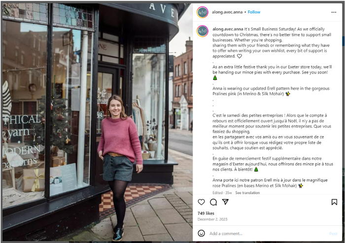 social media post about small business saturday