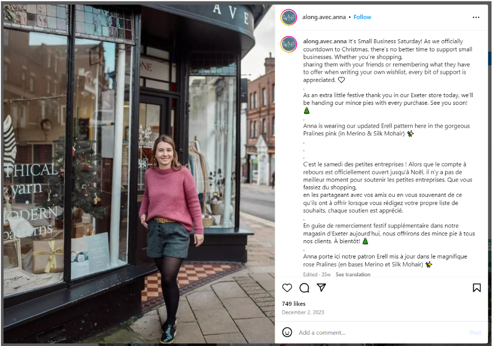 social media post about small business saturday