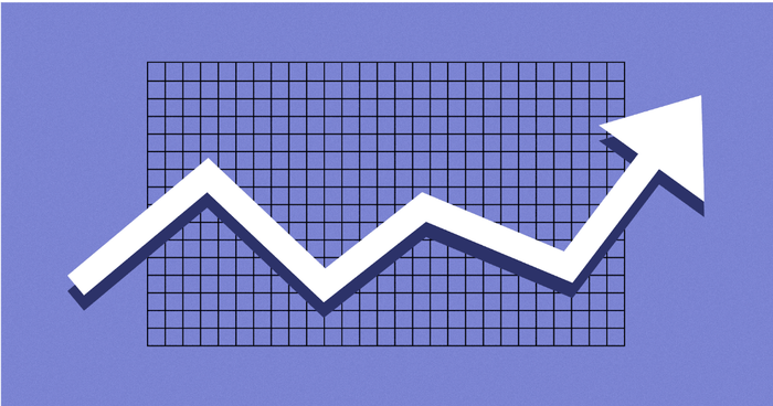Illustration of a positive trend on a graph