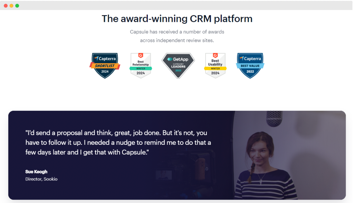 Screengrab of Capsules homepage